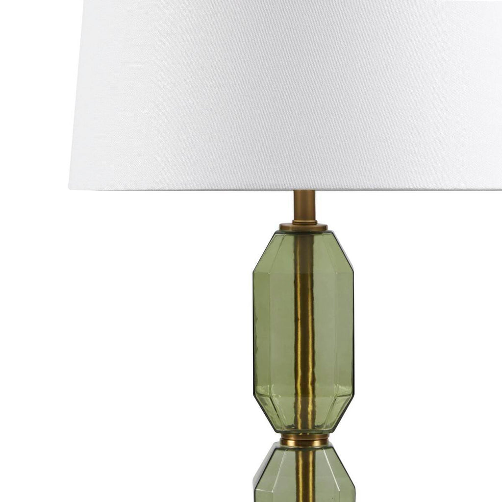 Aurelia Faceted Green Glass Table Lamp With Gold Base
