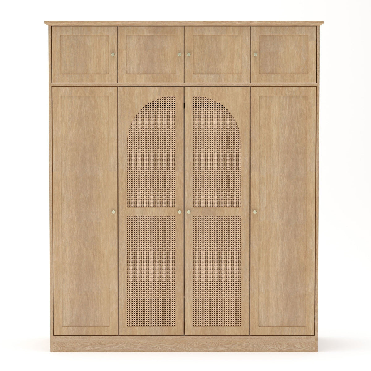 Aether 8-Door Rattan Accent Armoire With Adjustable Shelves