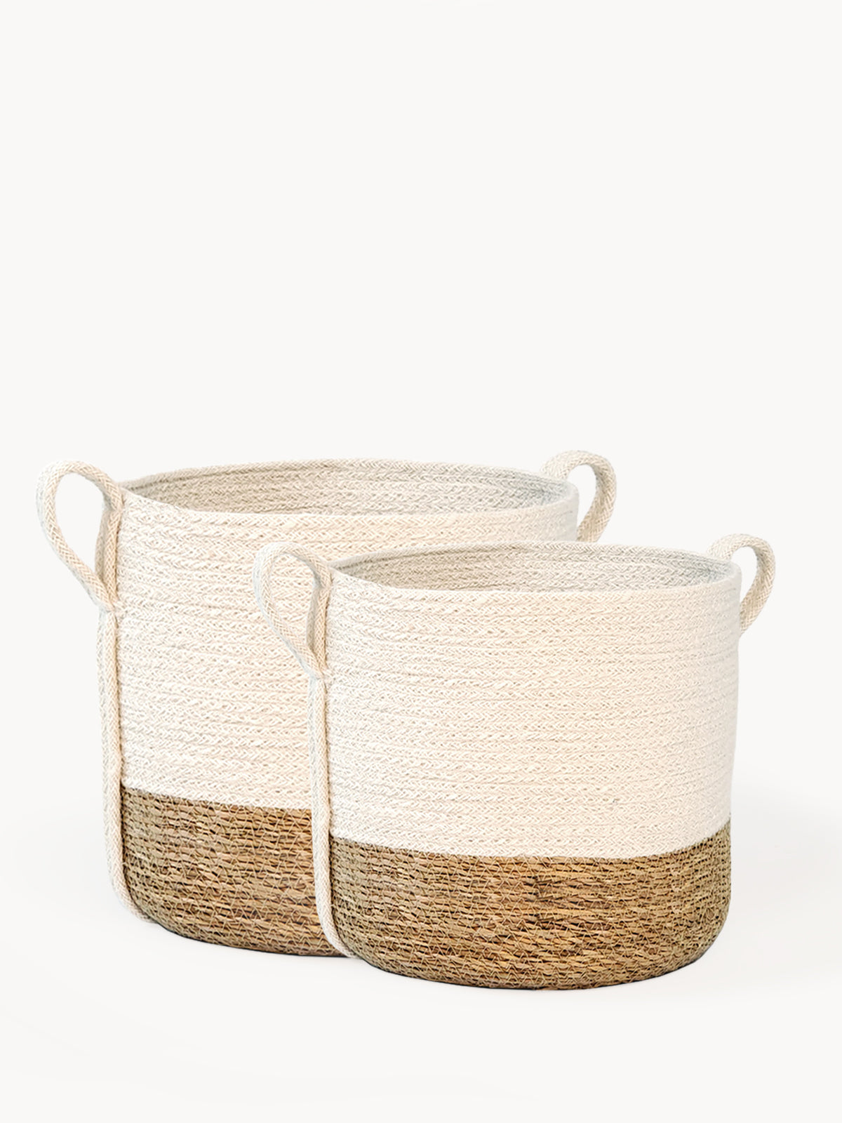 Korissa Natural Handwoven Jute And Seagrass Savar Basket