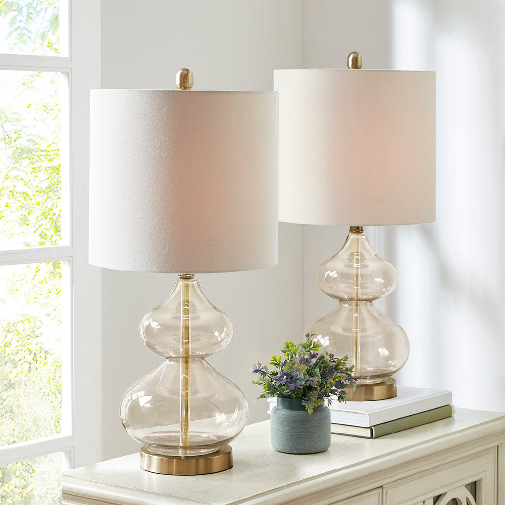 Lumora Ellipse Curved Glass Table Lamp Set of 2 Ambient Light