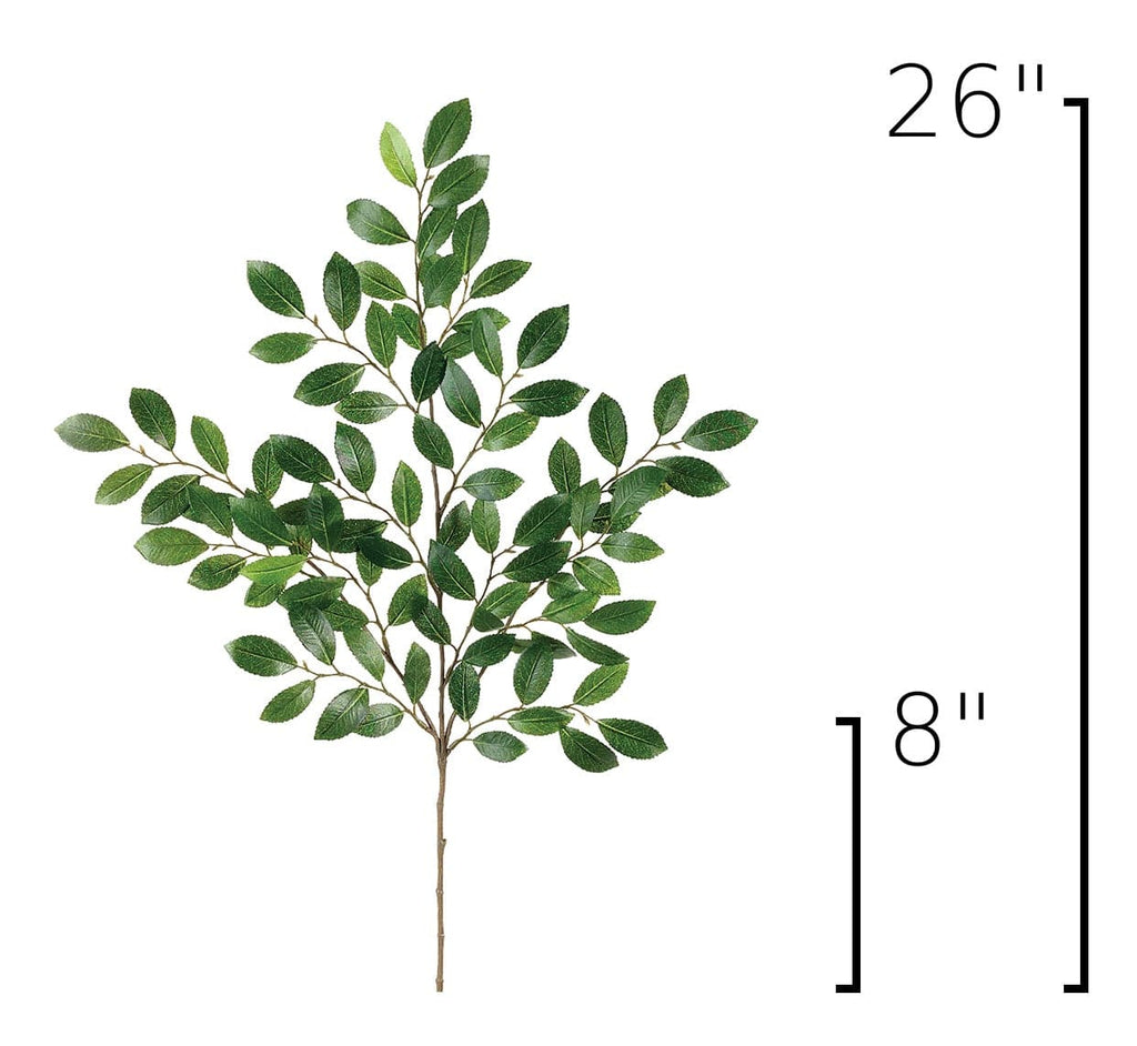 26 Inch Thick Glossy Faux Ruscus Leaf Stem Elegant Greenery