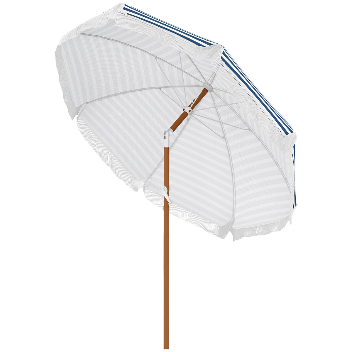 Outsunny 7x7ft Blue Fringe Patio Umbrella With Tilt And Vent