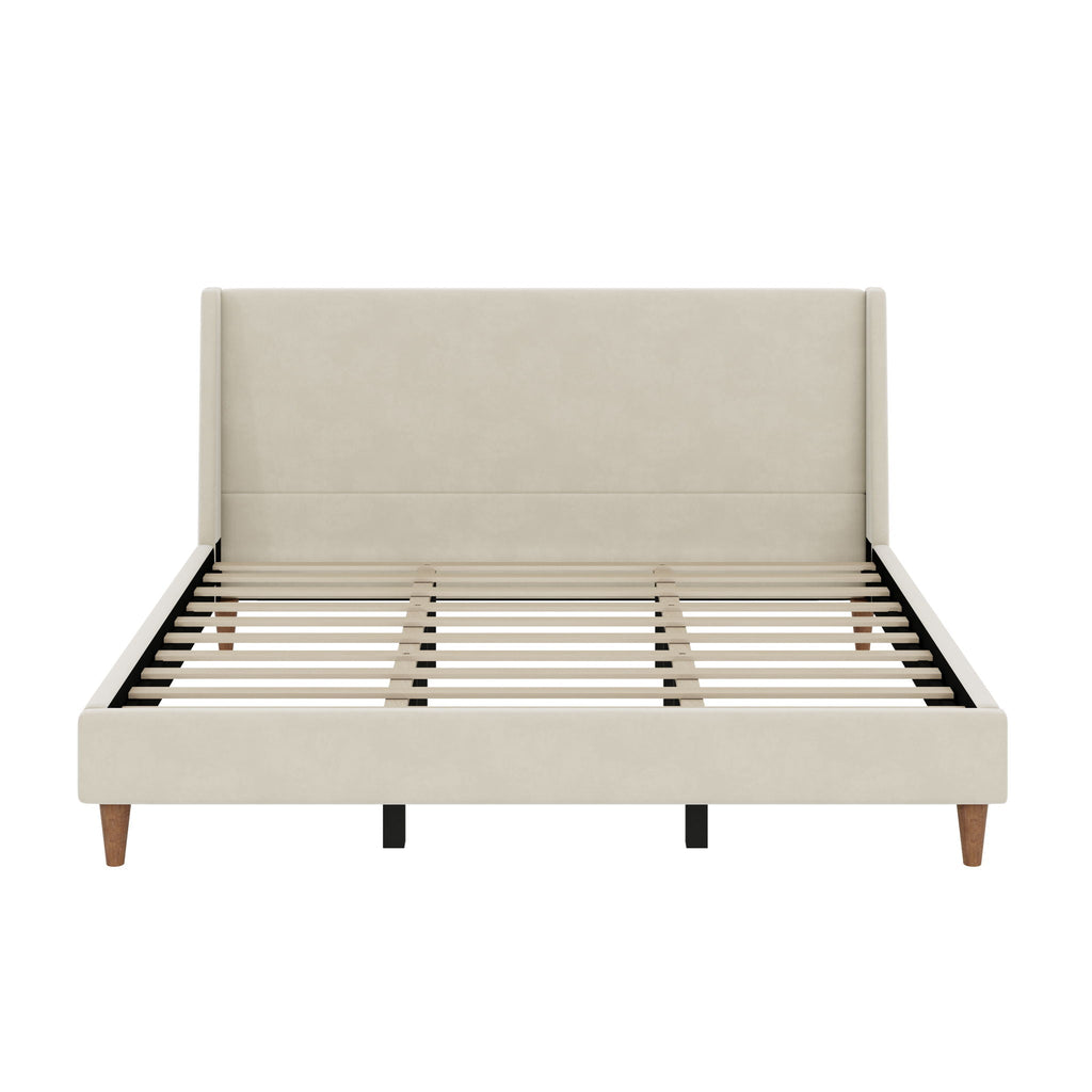 Luna Wingback Platform Bed With Elegant Custom Upholstery
