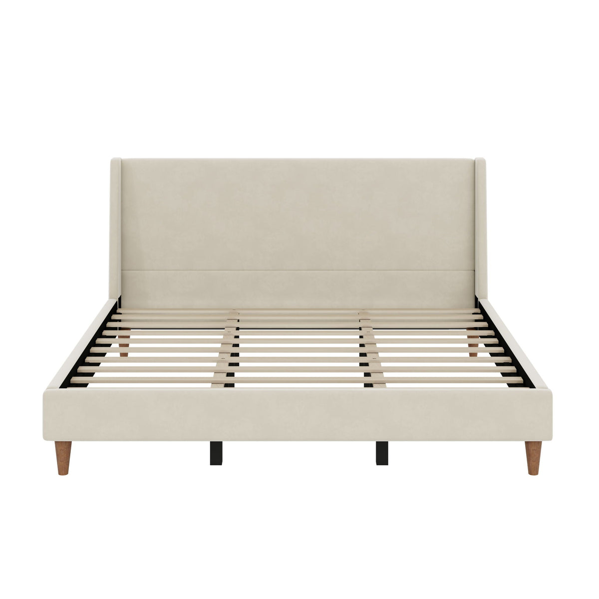 Luna Wingback Platform Bed With Elegant Custom Upholstery