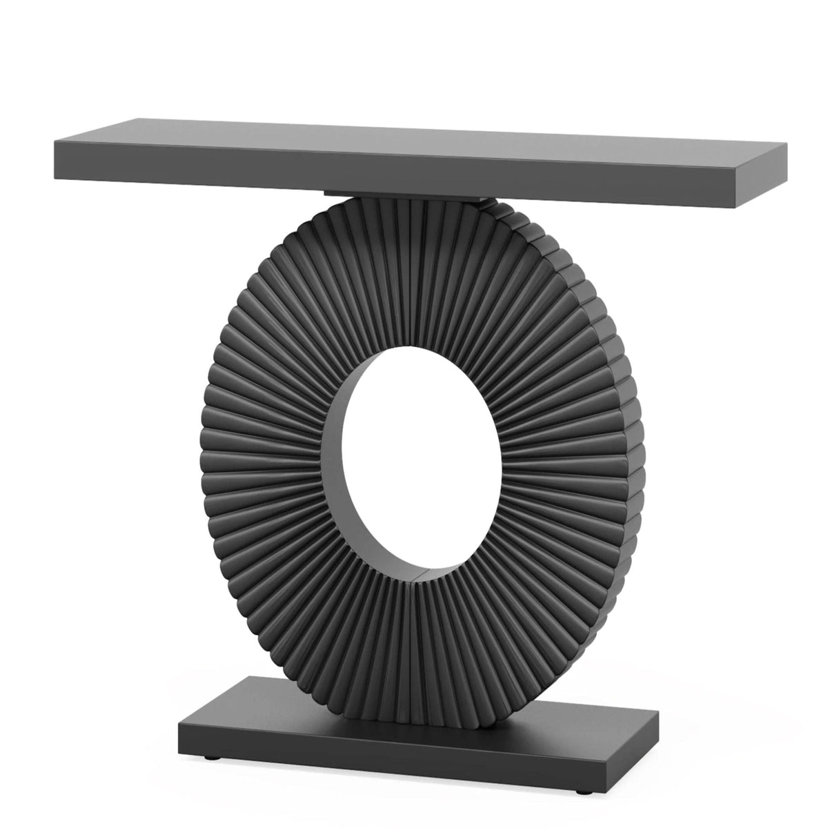 Kaelo Sculptural Geometric Console Table With Walnut Finish