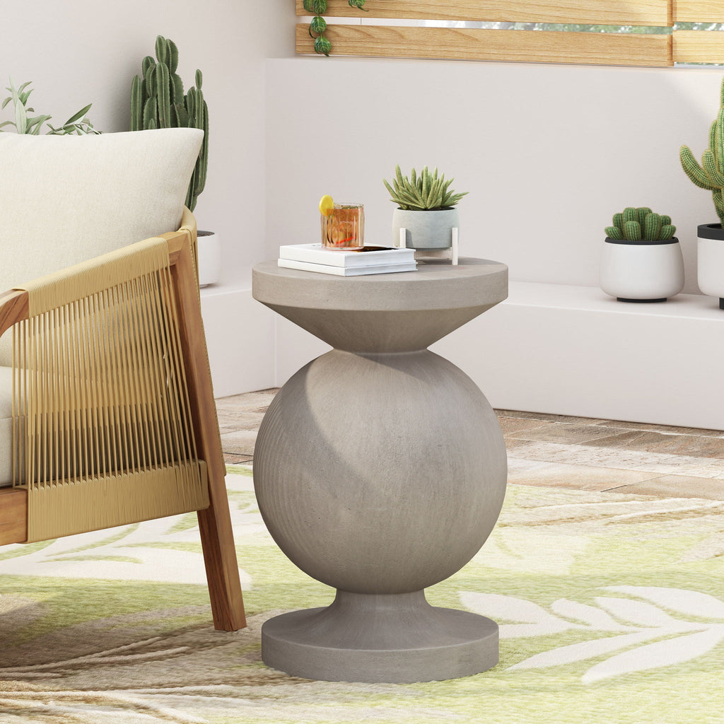 Luma Natural Outdoor End Table Featuring Classic Turned Base