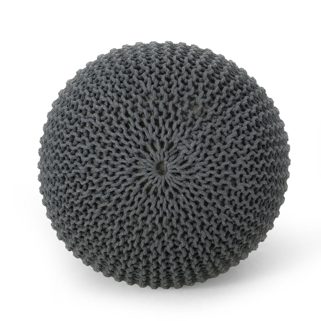 Savona Versatile Knitted Cotton Bordeaux Round Pouf