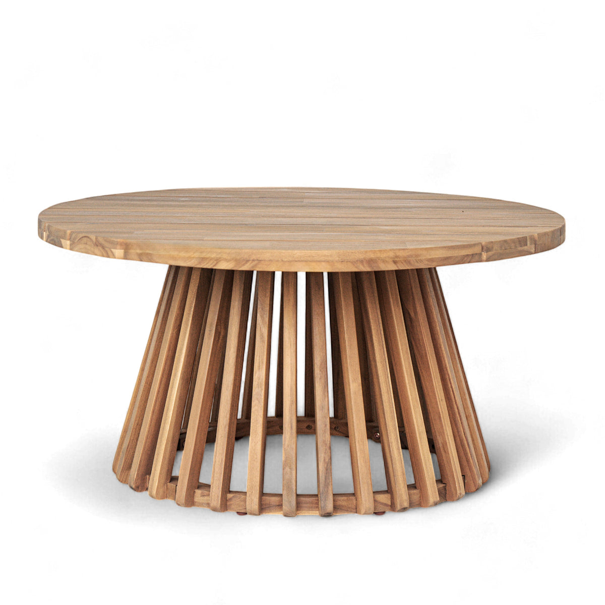 Aura Acacia Wood Patio Coffee Table With Layered Base
