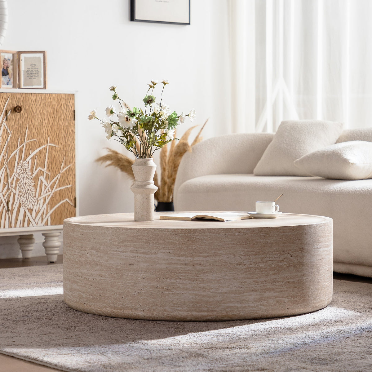 LuxeLiving 40 Inch Round Coffee Table With Mars Pattern Finish
