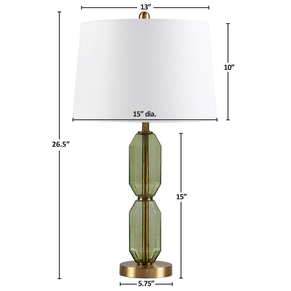 Aurelia Faceted Green Glass Table Lamp With Gold Base