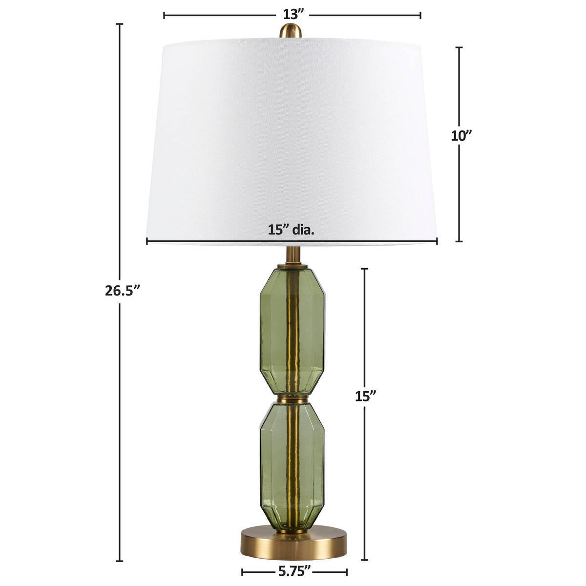 Aurelia Faceted Green Glass Table Lamp With Gold Base