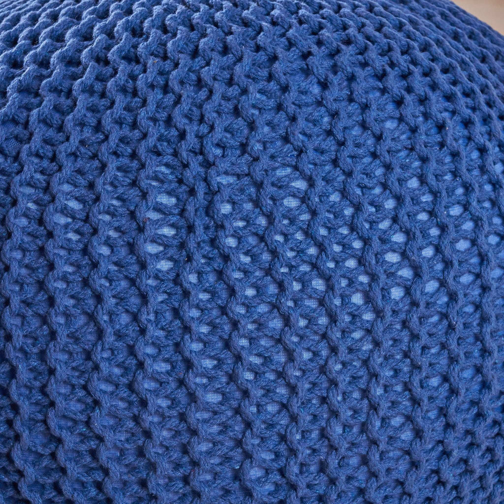 Savona Versatile Knitted Cotton Bordeaux Round Pouf