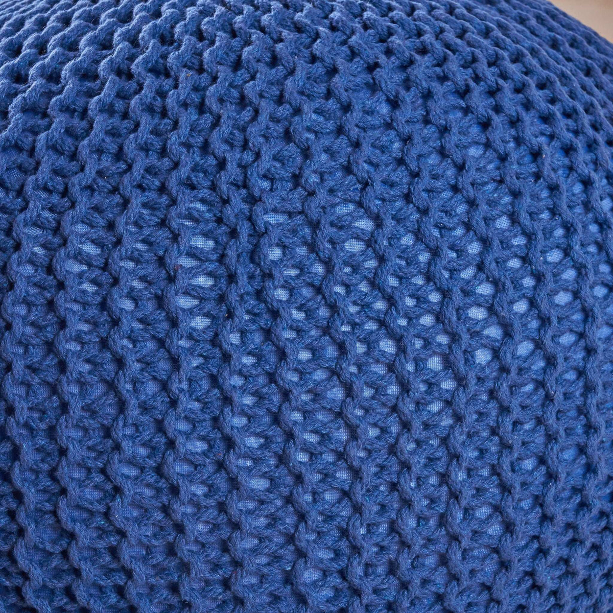 Savona Versatile Knitted Cotton Bordeaux Round Pouf