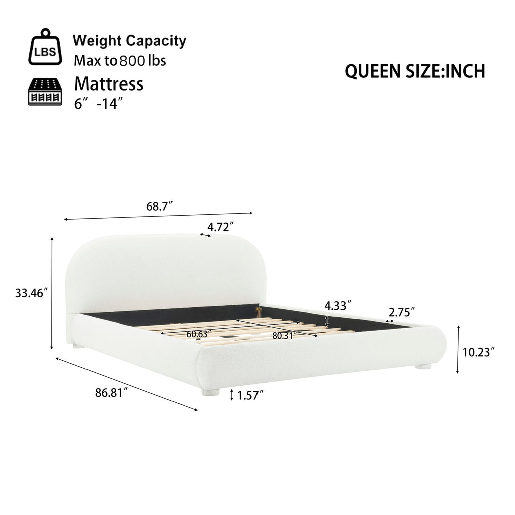 Aura Homes Granular Fabric Upholstered Bed With Curved Headboard