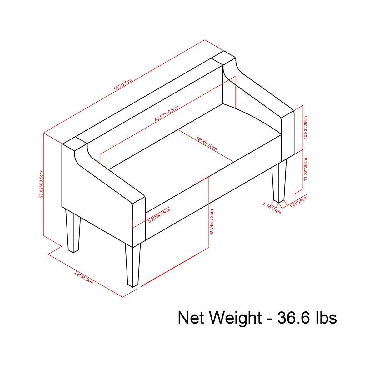 Parris Platinum Upholstered Bench Solid Wood Construction