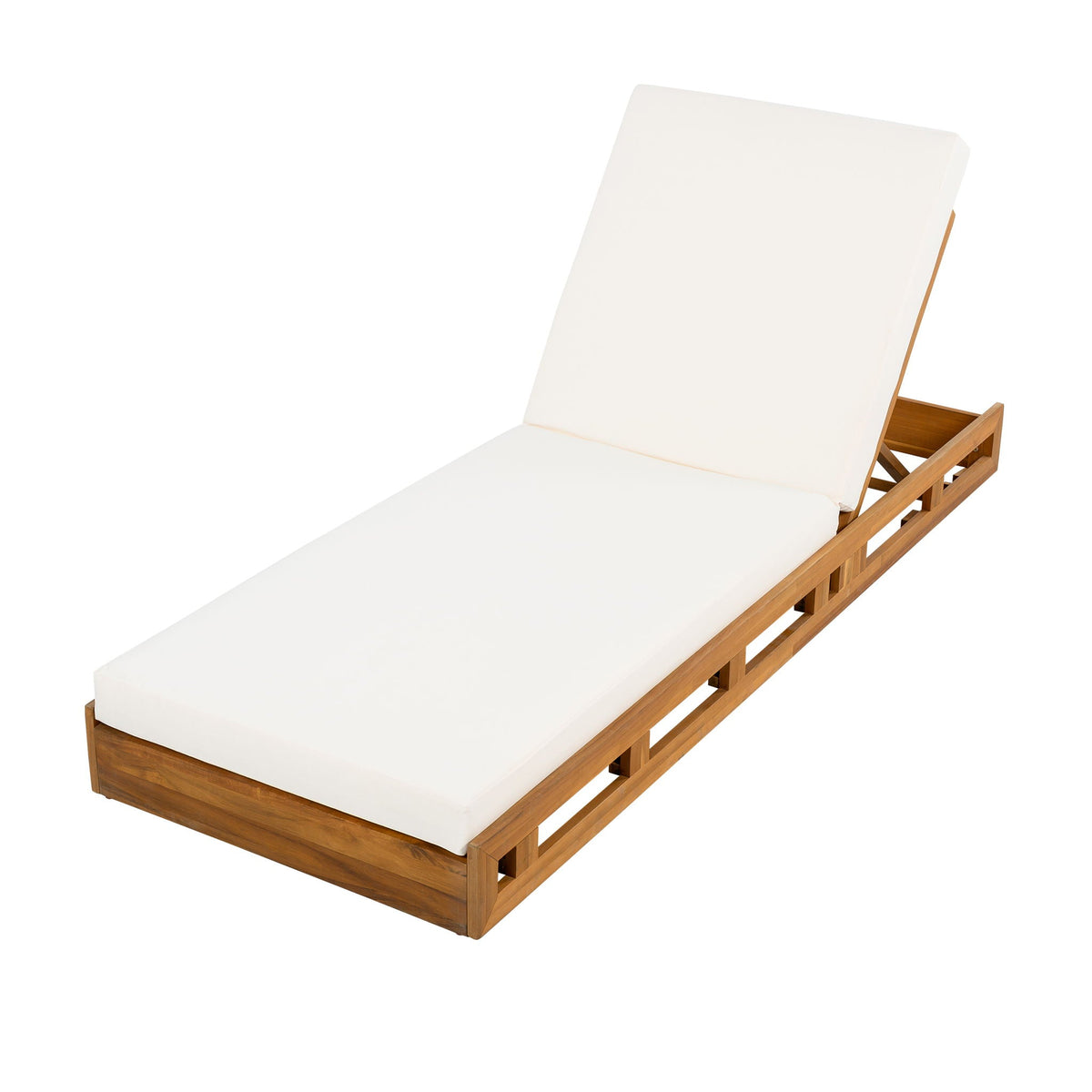Aura Acacia Lounge Chaise With Water Resistant Cushion, Cream