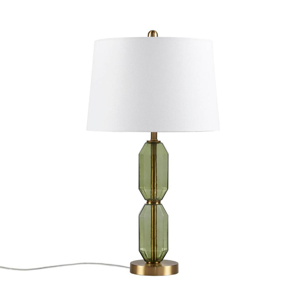 Aurelia Faceted Green Glass Table Lamp With Gold Base