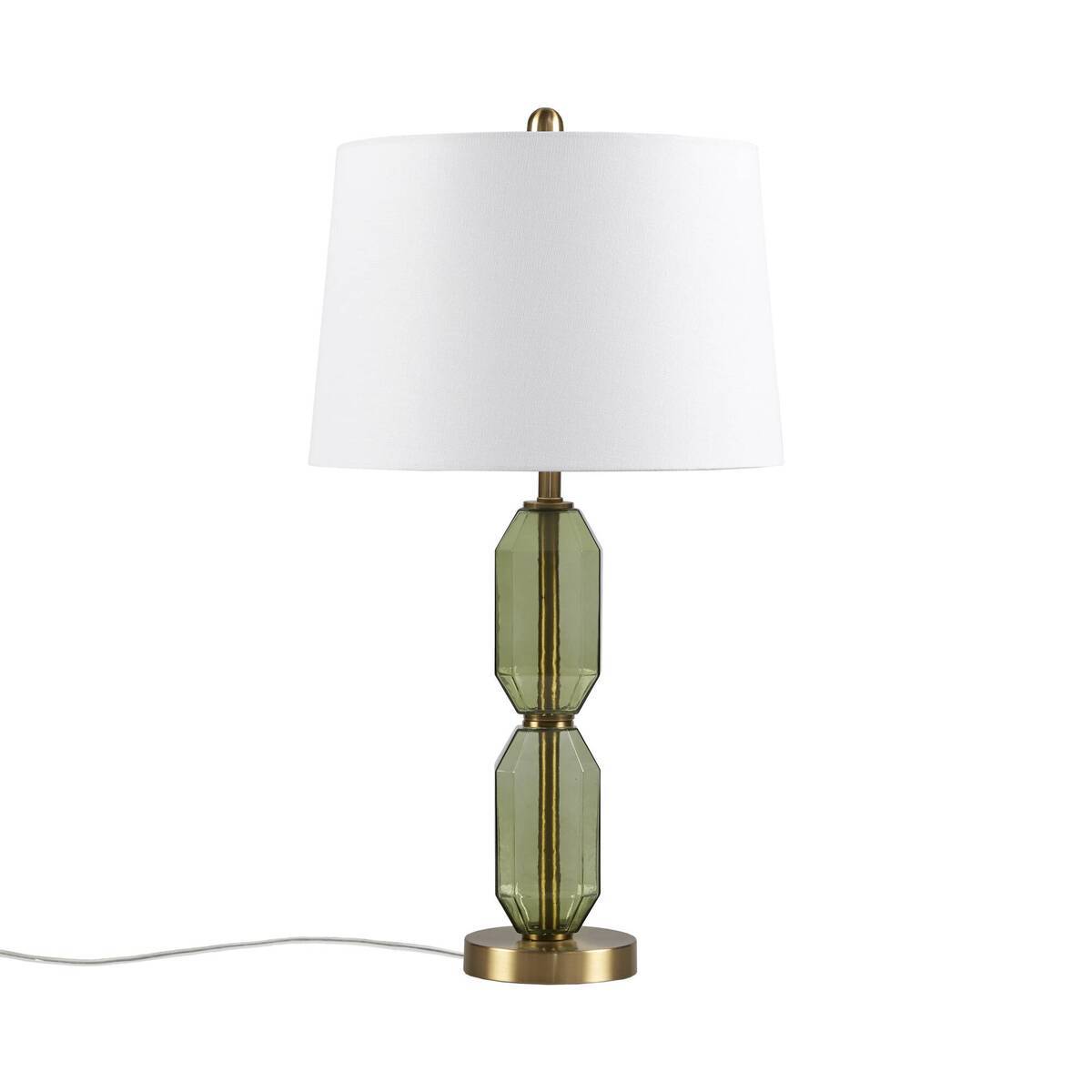 Aurelia Faceted Green Glass Table Lamp With Gold Base