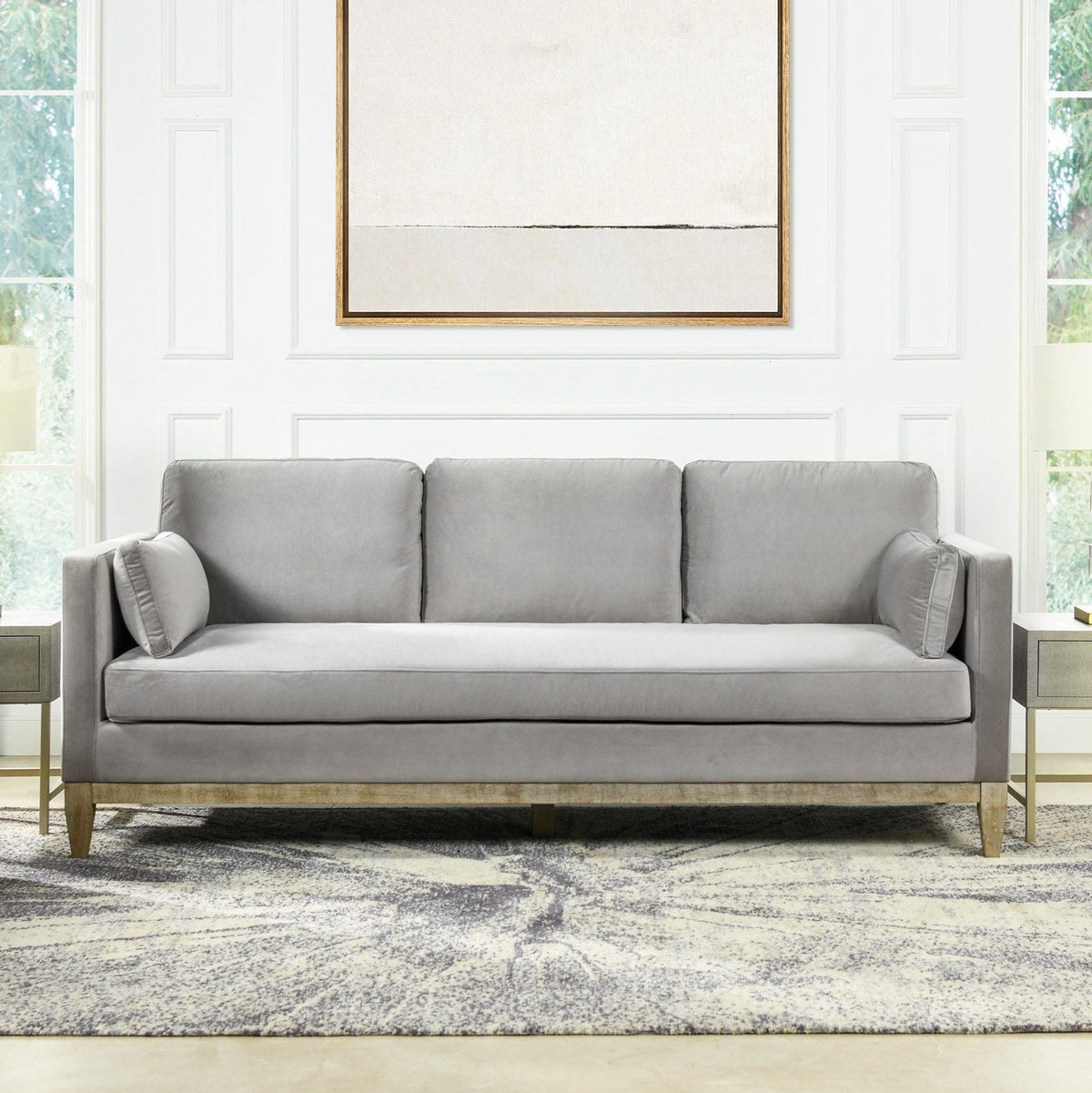 Knox Modern Farmhouse Sofa With Feather Wrapped Foam