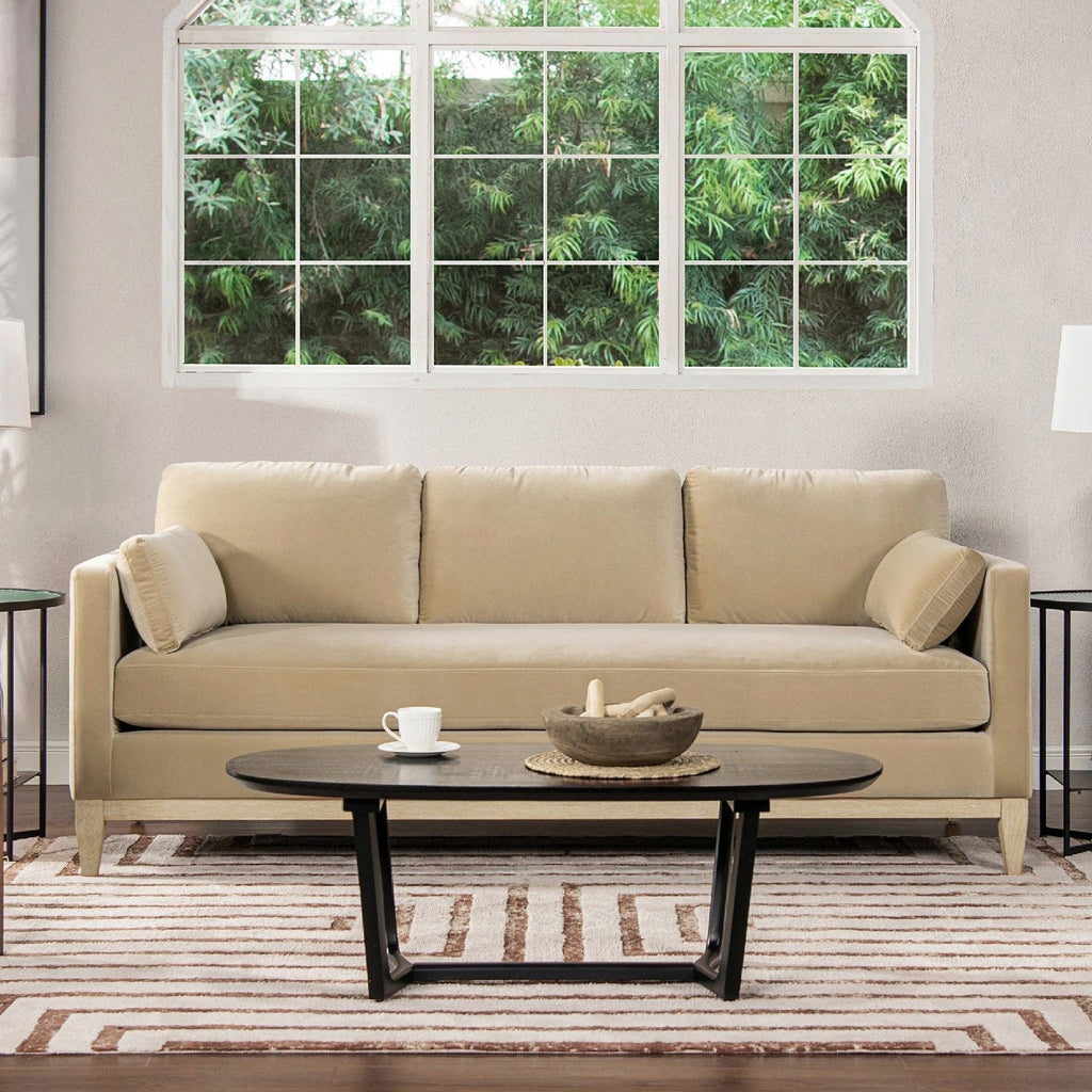Knox Modern Farmhouse Sofa With Feather Wrapped Foam