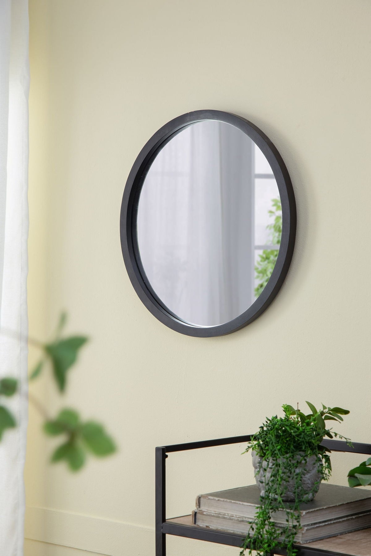 NobleFrame Dark Brown Round Wall Mirror Elegant Wood Frame