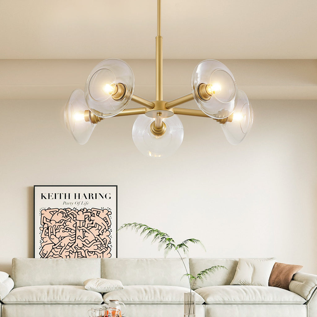 Luxora 26 Inch Modern Gold Five Light Sputnik Chandelier