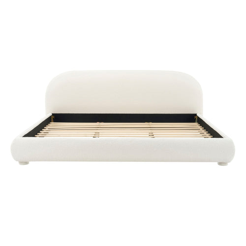 Aura Homes Granular Fabric Upholstered Bed With Curved Headboard