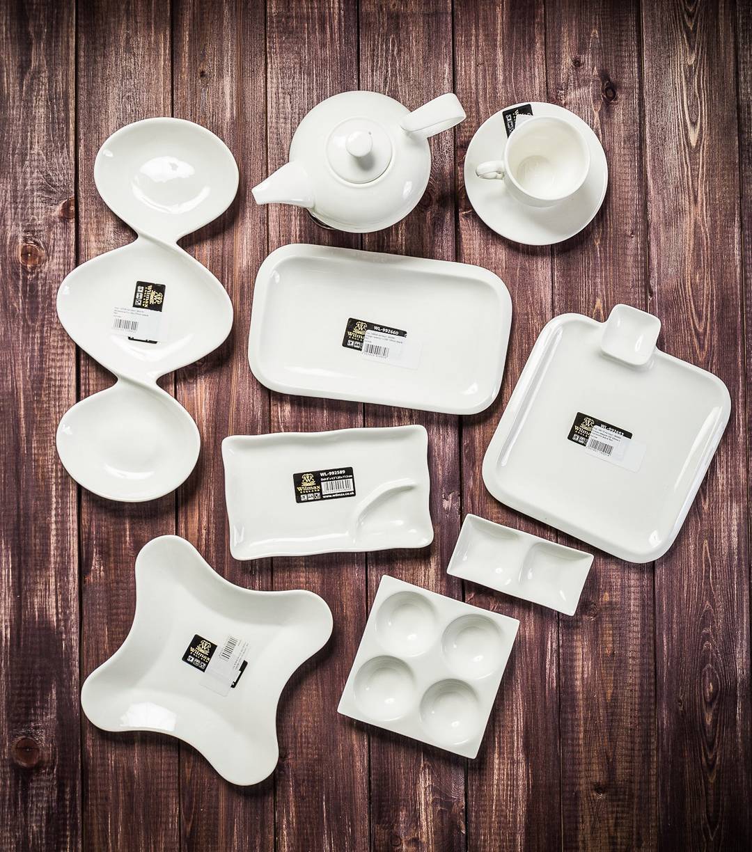 Wilmax White Divided Sauce Dish 14.5 Inch For Seafood