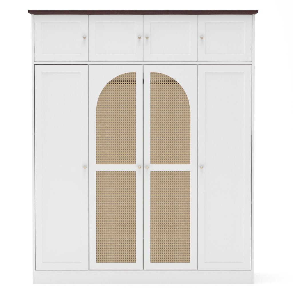 Aether 8-Door Rattan Accent Armoire With Adjustable Shelves