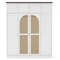 Aether 8-Door Rattan Accent Armoire With Adjustable Shelves