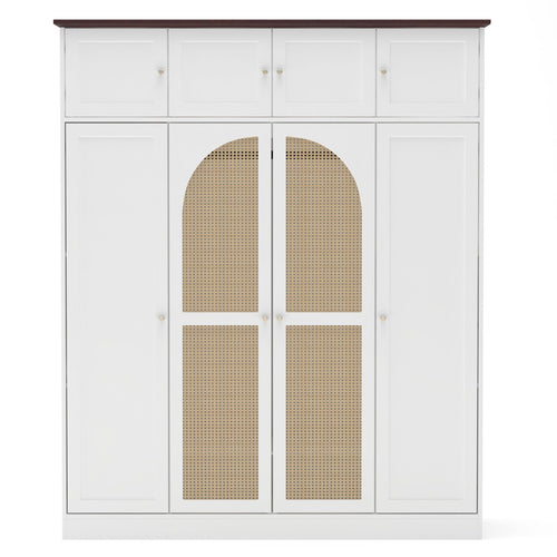 Aether 8-Door Rattan Accent Armoire With Adjustable Shelves