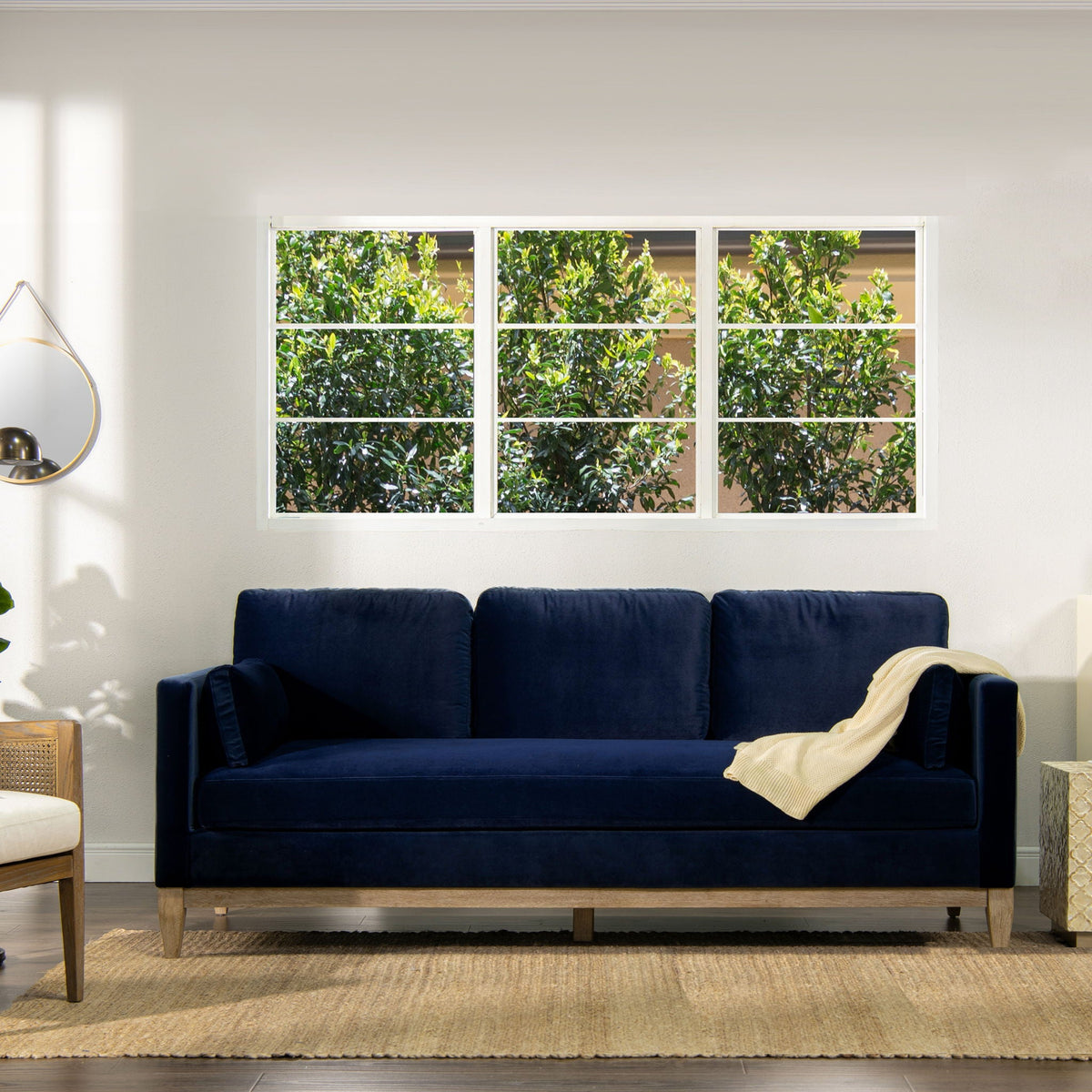 Knox Modern Farmhouse Sofa With Feather Wrapped Foam