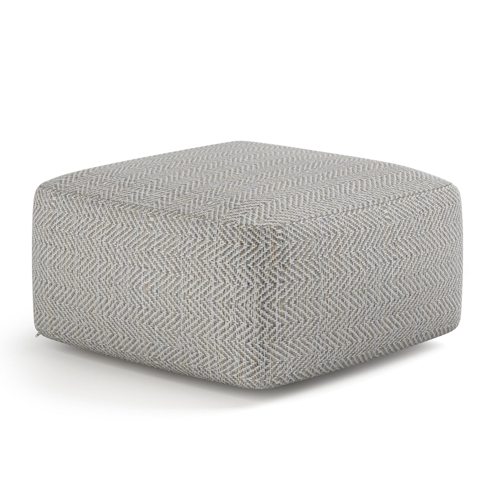 Nate Handcrafted Square Pouf In Elegant Grey Melange