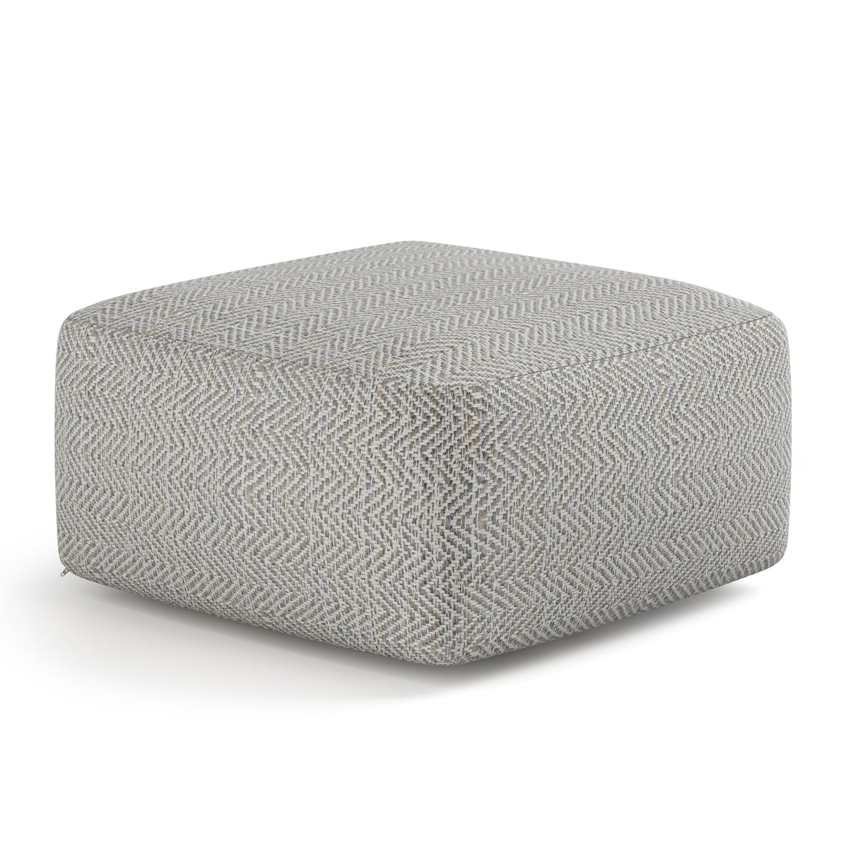Nate Handcrafted Square Pouf In Elegant Grey Melange