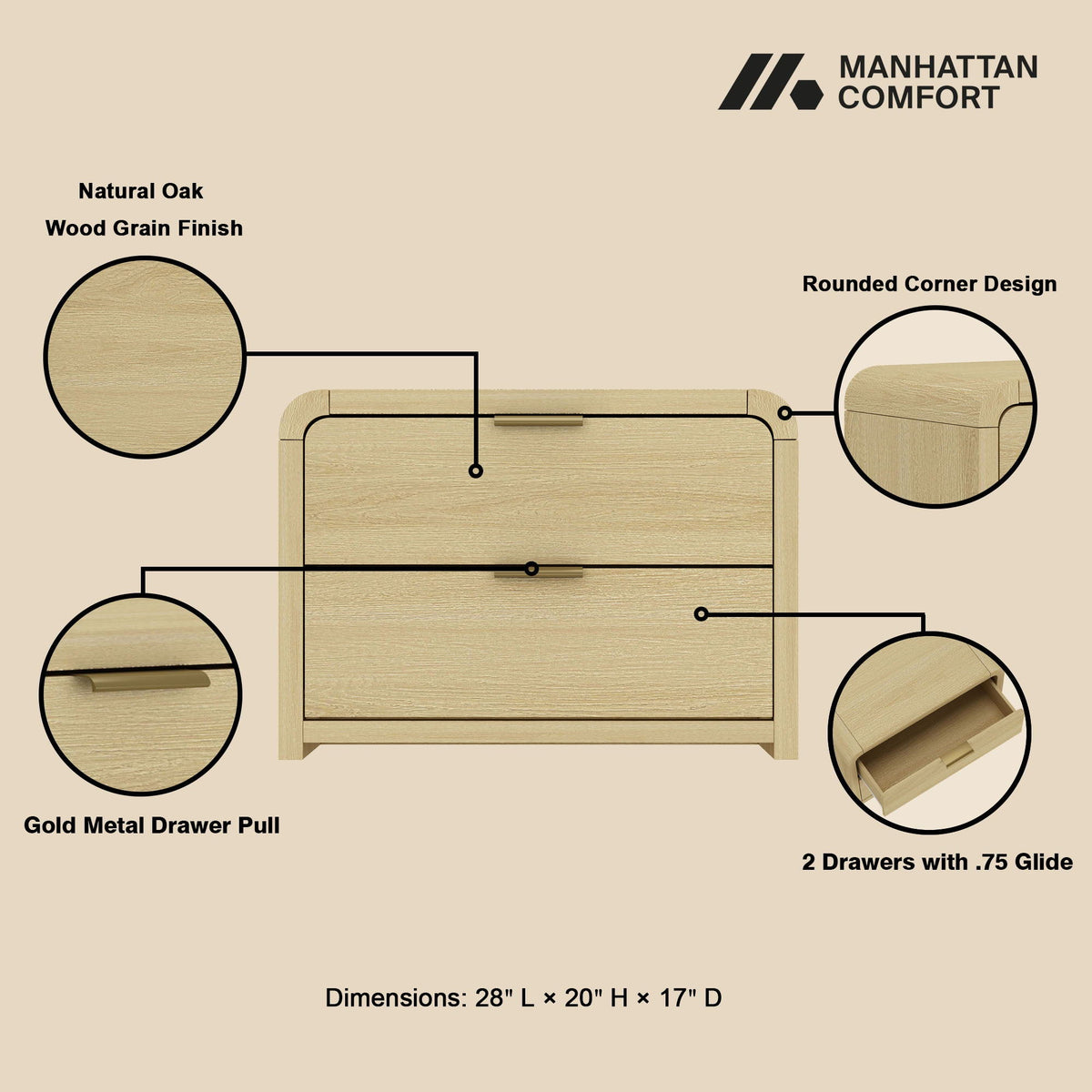 Grace - Nightstand With Modern Minimalist Design