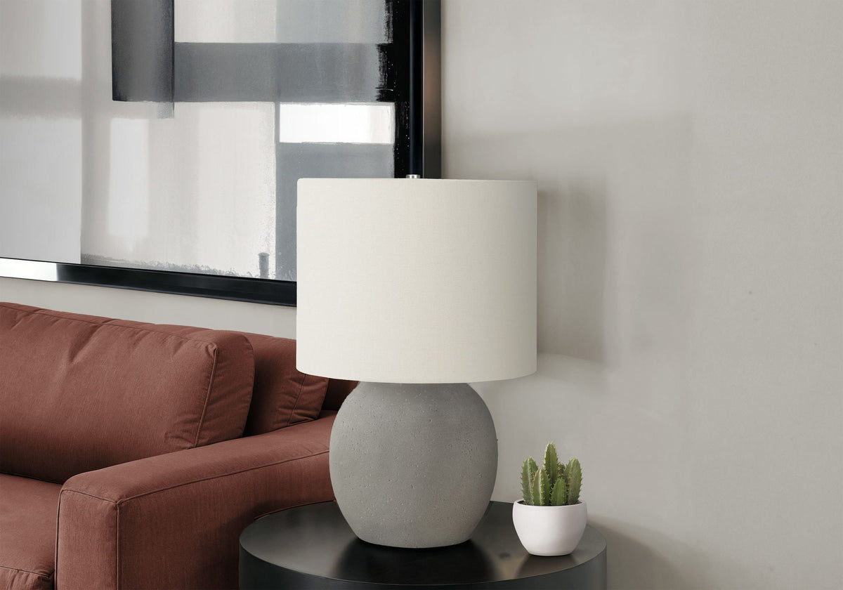 Aura Textured Concrete Globe Table Lamp Gray And Cream Shade