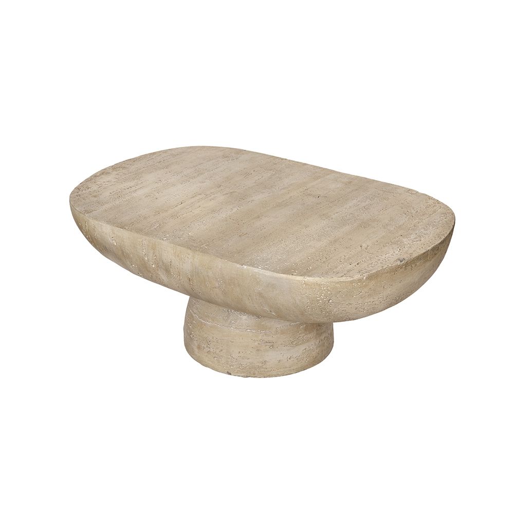 Aura Living Organic Design Oval Coffee Table With Rounded Base