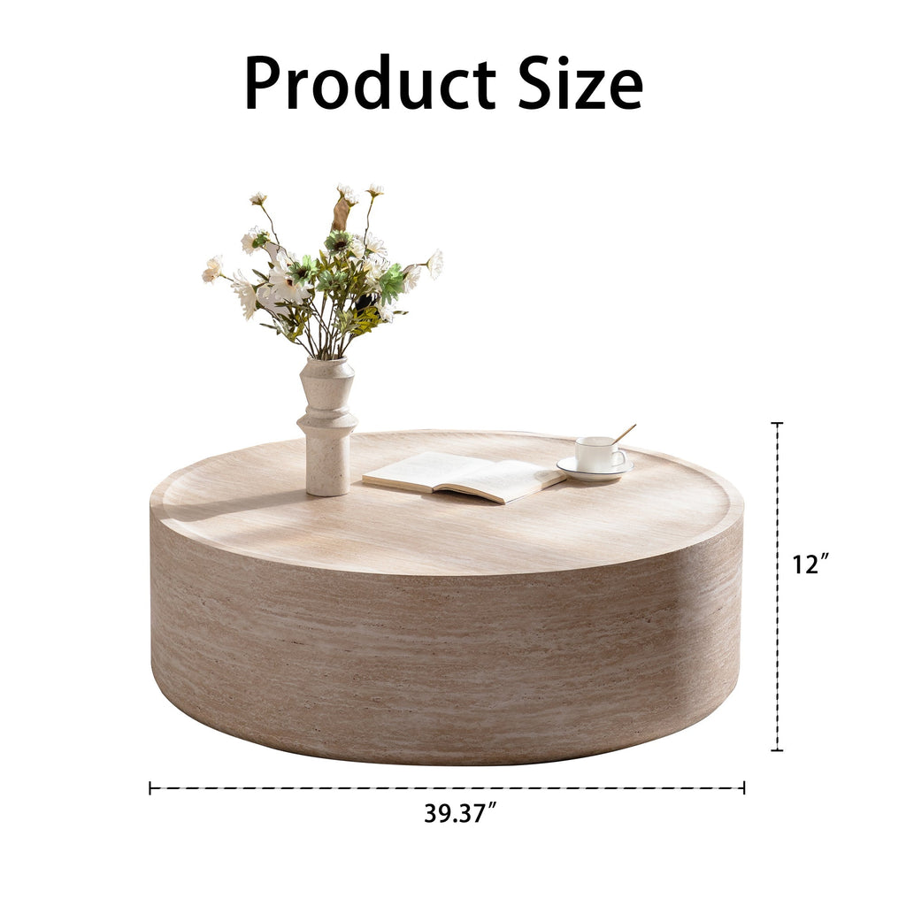 LuxeLiving 40 Inch Round Coffee Table With Mars Pattern Finish