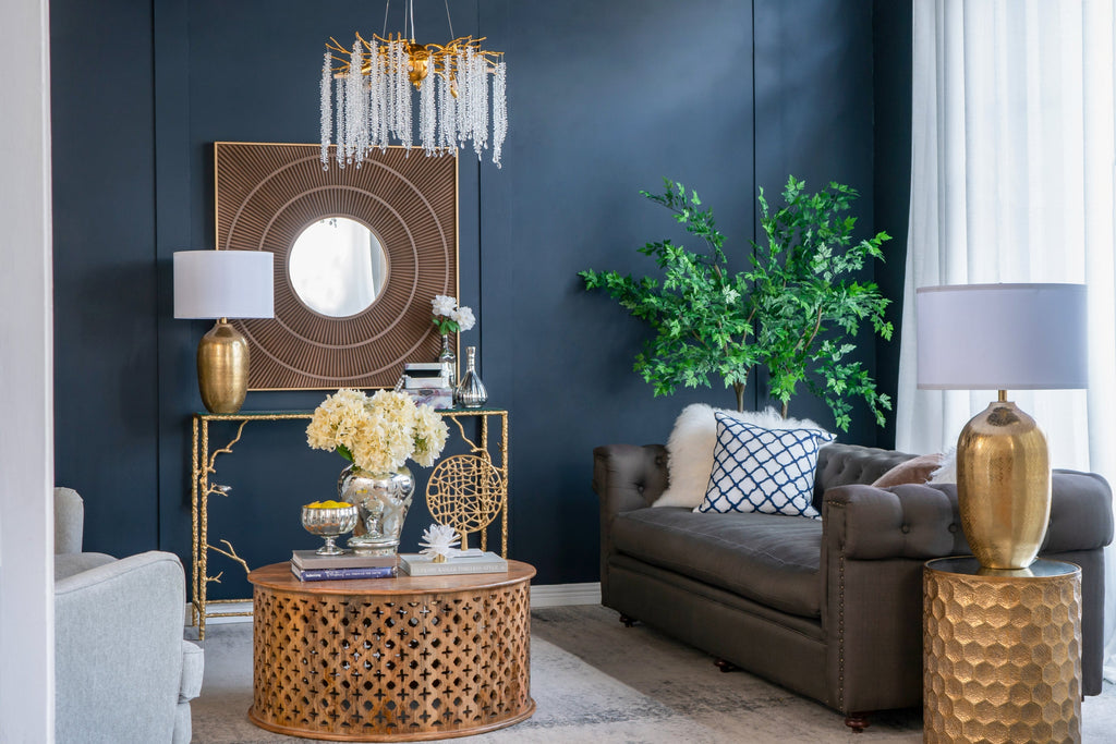 Velura Gold Aluminum Table Lamp With White Fabric Drum Shade