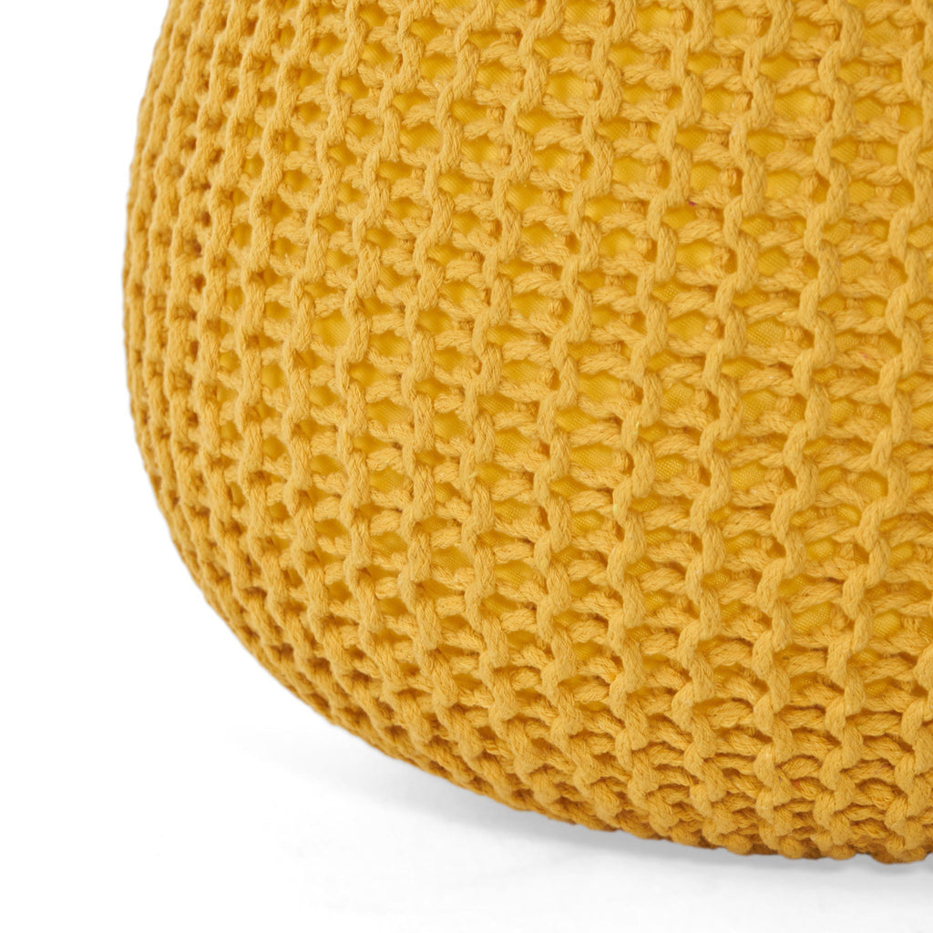 Savona Versatile Knitted Cotton Bordeaux Round Pouf