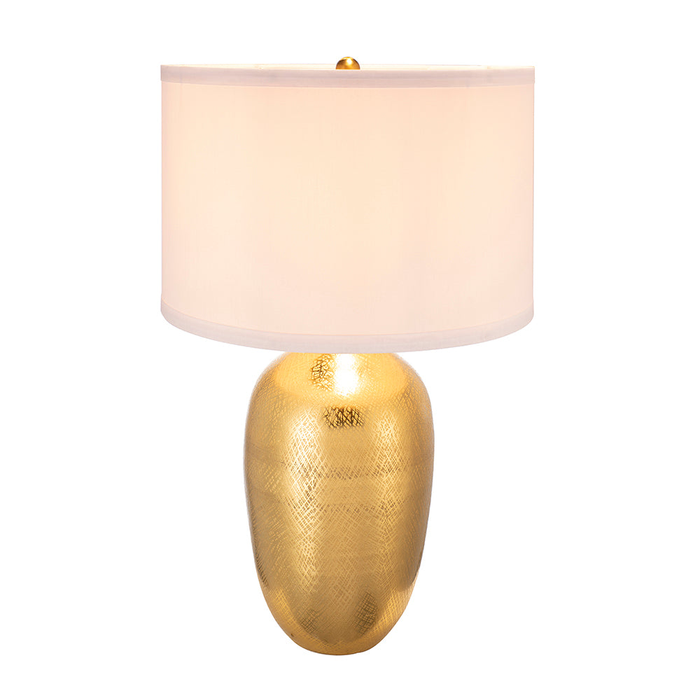 Aurelia Gold Aluminum Table Lamp With White Drum Shade 18X31