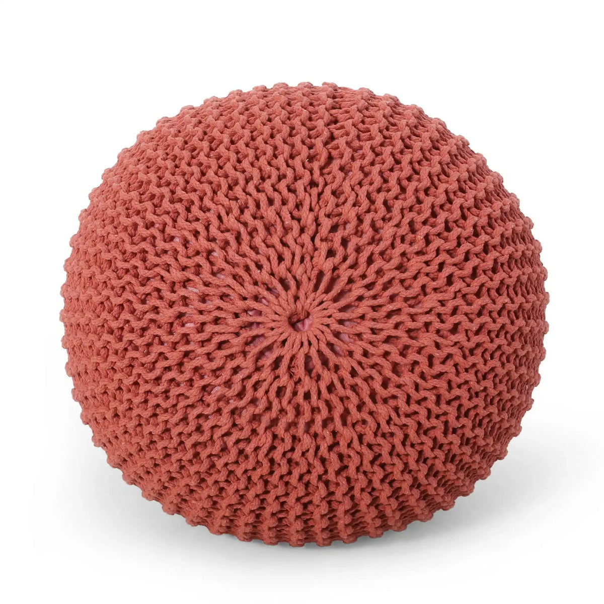 Luma Living Bordeaux Knitted Cotton Round Pouf Ottoman