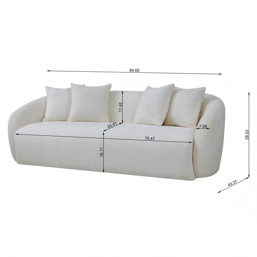 Linden Premium Mid Century Sofa Ivory Boucle Fabric