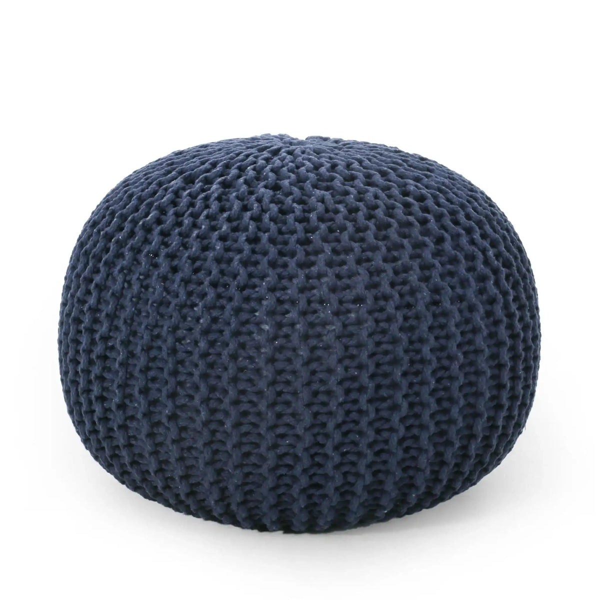 Luma Living Bordeaux Knitted Cotton Round Pouf Ottoman