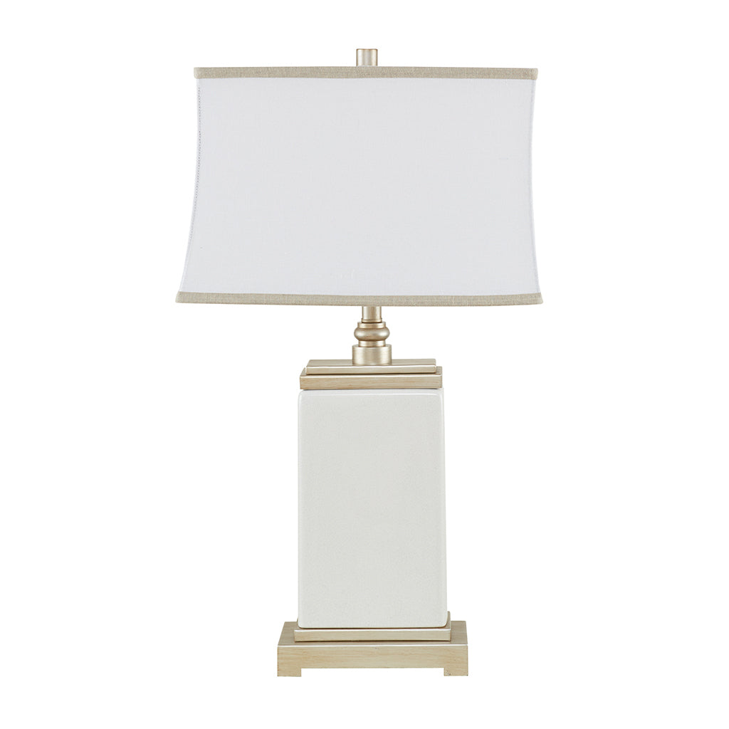 Vesper Ivory Rectangular Ceramic Table Lamp Antique Silver
