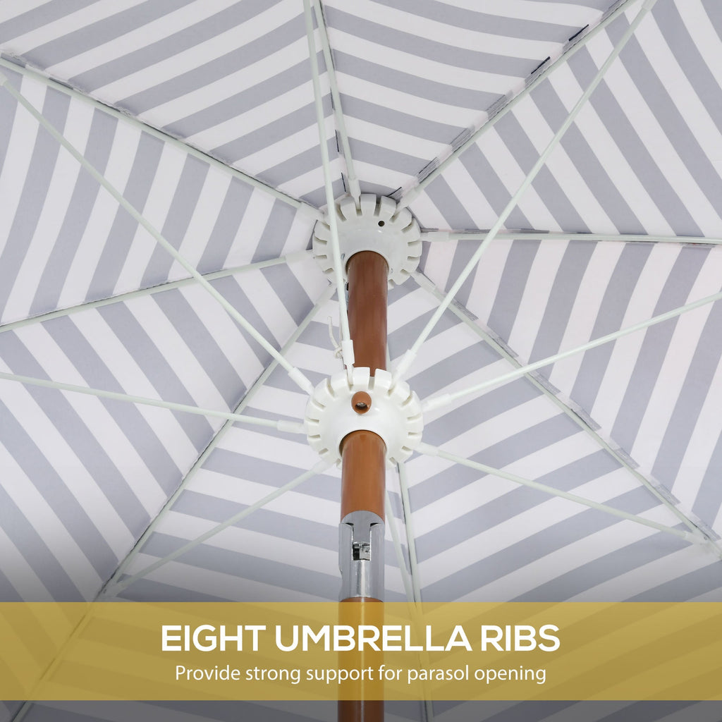 Outsunny 7x7ft Blue Fringe Patio Umbrella With Tilt And Vent