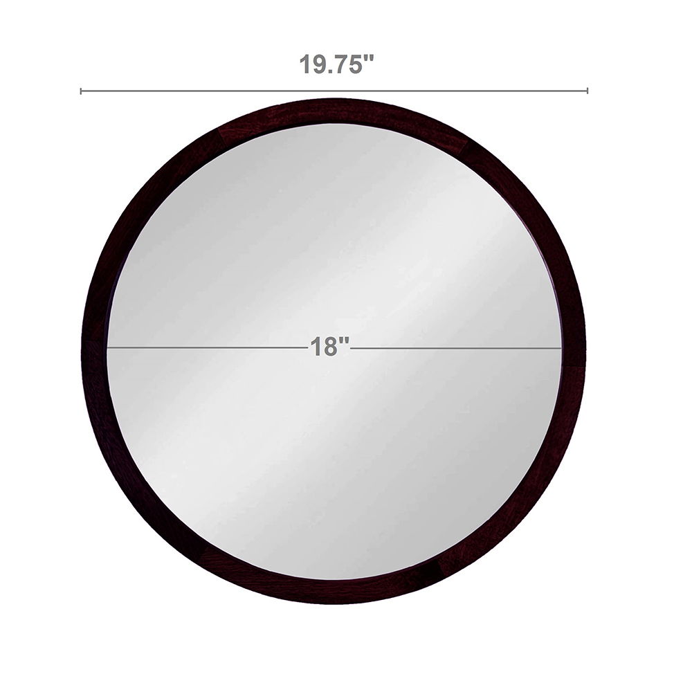 NobleFrame Dark Brown Round Wall Mirror Elegant Wood Frame