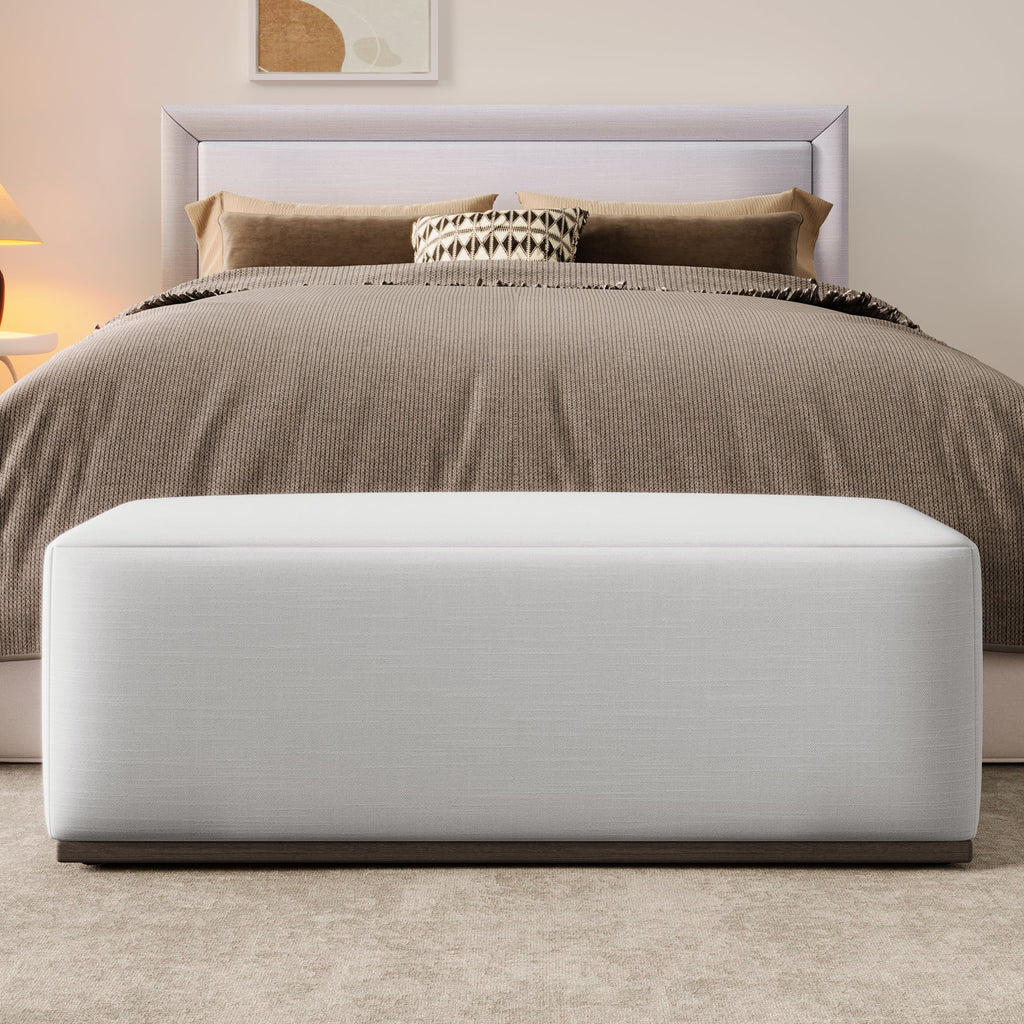 Avenna Minimalist Footstool Bench With Cream Fabric