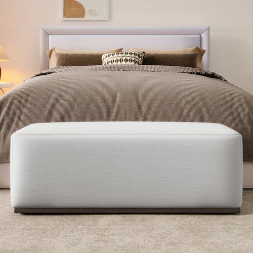 Avenna Minimalist Footstool Bench With Cream Fabric