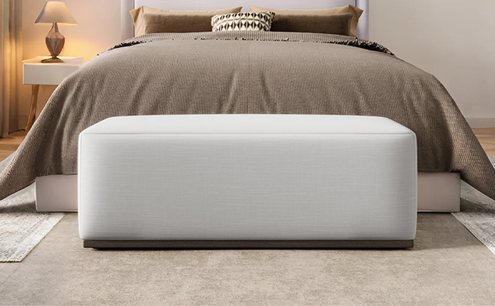 Avenna Minimalist Footstool Bench With Cream Fabric